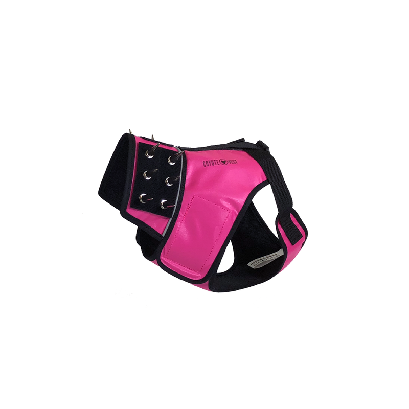 CoyoteVest SpikeHarness Vest White Smoke Medium / Neon Pink