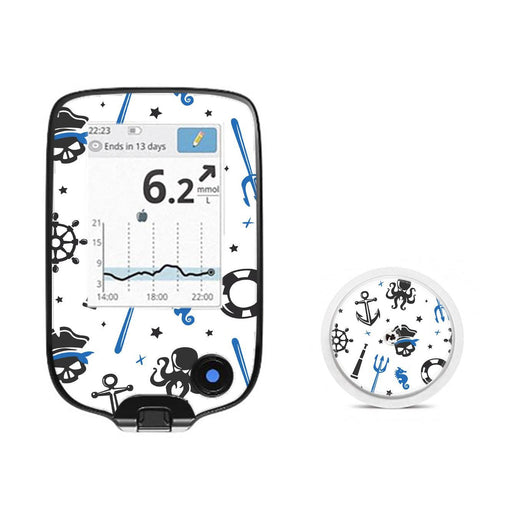 Peelz Pirates Freestyle Libre 2 Peelz/Stickers White Smoke Receiver + Sensor