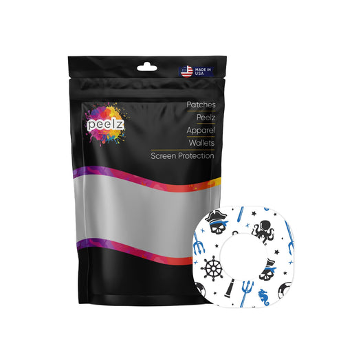 Peelz Pirates Dexcom G7 and Stelo Patch Tape - Pump Peelz Patch Medical Tape White Smoke 12-Pack (Set of 12 Patches),4-Pack (Set of 4 Patches)