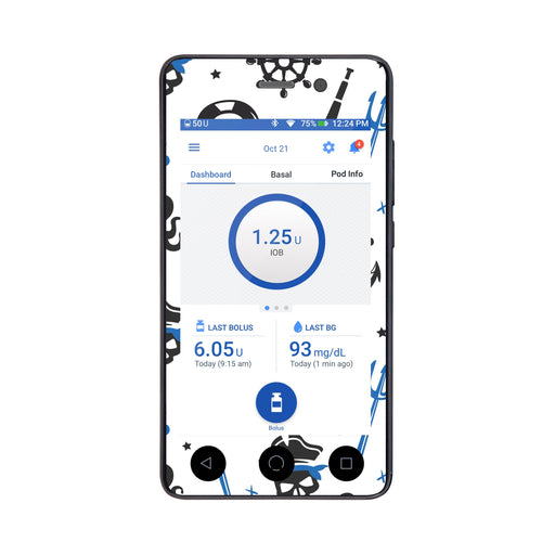 Peelz Pirates Sticker for Omnipod DASH® PDM – Pump Peelz Peelz/Stickers White Smoke Whole System Peelz (front + case),Front Peelz