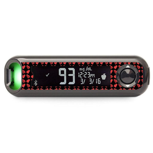 Peelz Pixel Hearts Bayer Contour© Next One Glucometer Peelz/Stickers Black