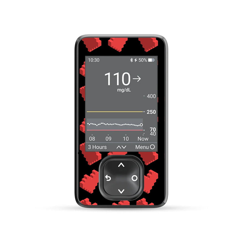 Peelz Pixel Hearts DEXCOM G7 and Stelo and G6 Touchscreen Receiver Sticker Peelz/Stickers Dim Gray