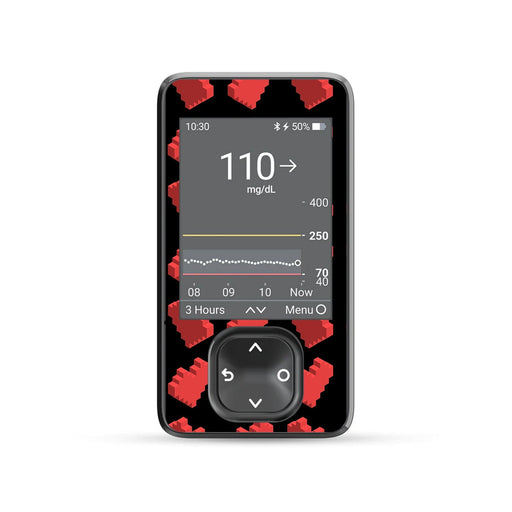 Peelz Pixel Hearts DEXCOM G7 and Stelo and G6 Touchscreen Receiver Sticker Peelz/Stickers Dim Gray