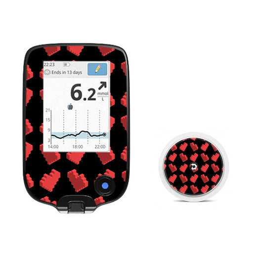 Peelz Pixel Hearts Freestyle Libre 2 Peelz/Stickers White Smoke Receiver + Sensor
