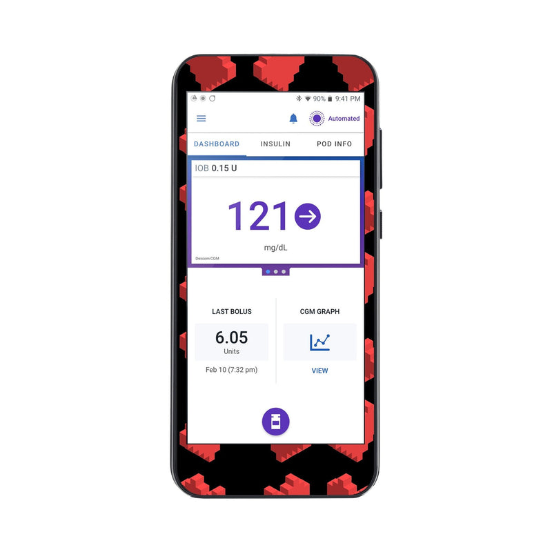 Peelz Pixel Hearts Sticker for Omnipod® 5 Controller – Pump Peelz Peelz/Stickers White Smoke