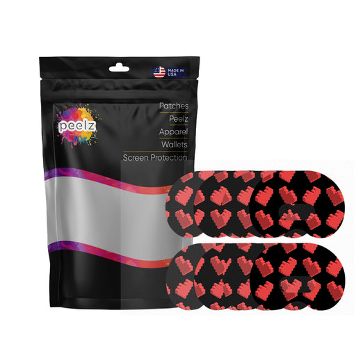 Peelz Pixel Hearts Medtronic Guardian Connect Patch Tape - Pump Peelz Patch Medical Tape White Smoke 4-Pack (Set of 4 Patches)