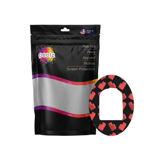 Peelz Pixel Hearts Pod Patch Tape - Pump Peelz Patch Medical Tape White Smoke 12-Pack (Set of 12 Patches)
