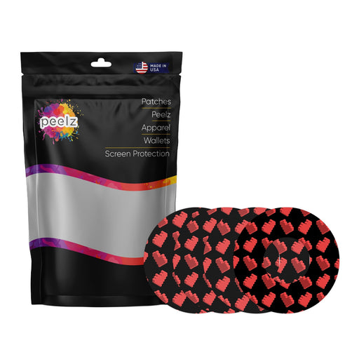 Peelz Pixel Hearts Patch  Tape Designed for the FreeStyle Libre 2 Patch Medical Tape White Smoke 4-Pack Libre 2 (Set of 4 Patches)
