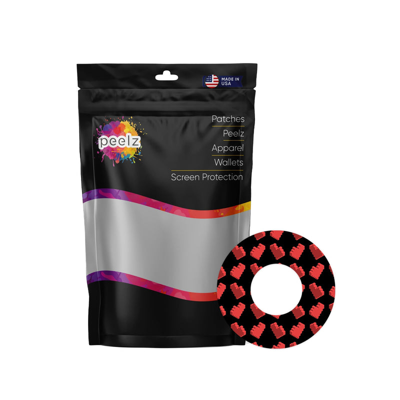 Peelz Pixel Hearts Patch  Tape Designed for the FreeStyle Libre 2 Patch Medical Tape White Smoke 12-Pack Libre 2 (Set of 12 Patches)