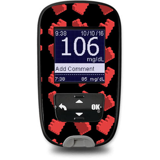 Peelz Pixel Hearts Sticker for the Accu-Chek Guide Glucometer Peelz/Stickers Black