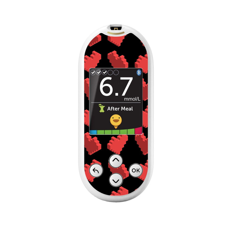 Peelz Pixel Hearts for OneTouch Verio Reflect Glucometer Peelz/Stickers Black