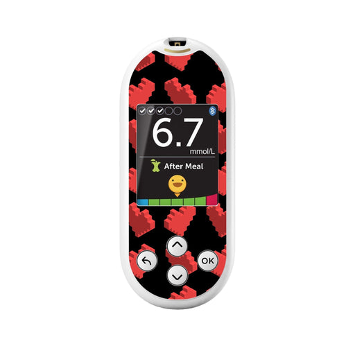 Peelz Pixel Hearts for OneTouch Verio Reflect Glucometer Peelz/Stickers Black