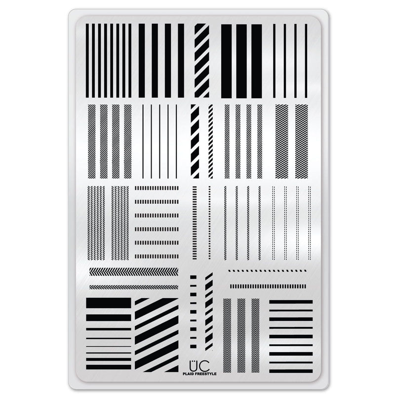 UberChic Beauty Plaid Freestyle Stamping Plate Light Gray