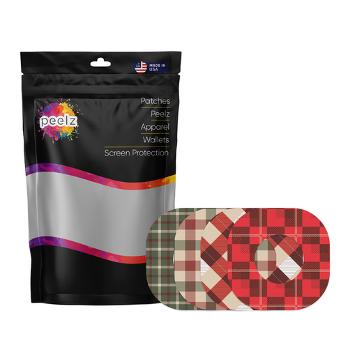 Peelz Plaid Variety Dexcom G7 and Stelo Patch Tape - Pump Peelz Patch Medical Tape White Smoke 12-Pack (Set of 12 Patches),4-Pack (Set of 4 Patches)
