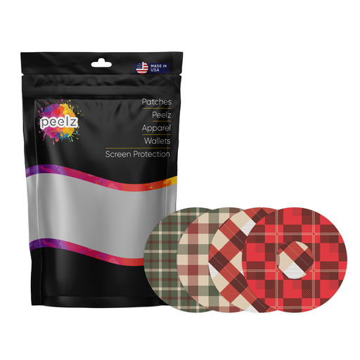 Peelz Plaid Variety Patch Tape Designed for the FreeStyle Libre 3 Plus & Lingo Patch Medical Tape White Smoke 12-Pack (Set of 12 Patches),4-Pack (Set of 4 Patches)