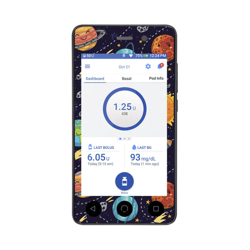 Peelz Planetary Sticker for Omnipod DASH® PDM – Pump Peelz Peelz/Stickers White Smoke Whole System Peelz (front + case),Front Peelz