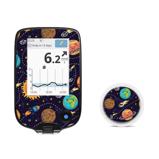 Peelz Planetary for Freestyle Libre 2 Peelz/Stickers White Smoke Receiver + Sensor