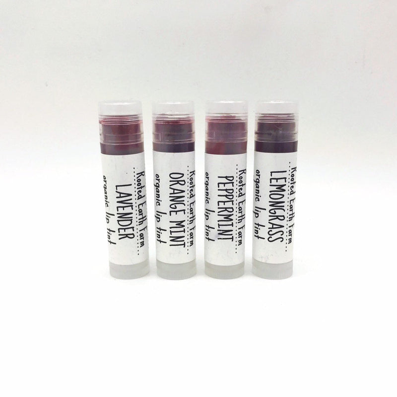 Rooted Earth Farm + Apothecary Botanical Lip Tint Lip Balms + Tints Lavender peppermint,3 peppermint,orange mint,3 orange mint,lavender,3 lavender,lemongrass,3 lemongrass