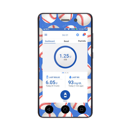 Peelz Play Ball Sticker for Omnipod DASH® PDM – Pump Peelz Peelz/Stickers White Smoke Whole System Peelz (front + case),Front Peelz,Case Peelz