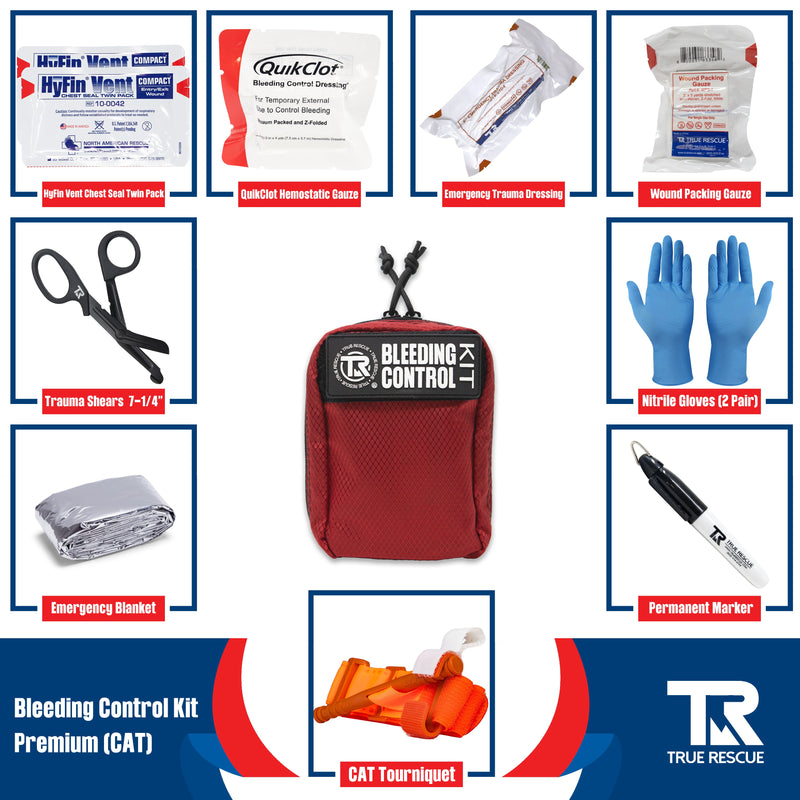 True Rescue Bleeding Control Kit by True Rescue Bleeding Control Kit White Smoke Premium Kit (With QuikClot Z-Fold Hemostatic Dressing) / C-A-T  Gen 7 Tourniquet / Orange