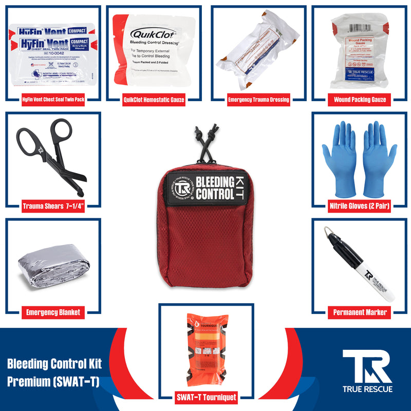 True Rescue Bleeding Control Kit by True Rescue Bleeding Control Kit White Smoke Premium Kit (With QuikClot Z-Fold Hemostatic Dressing) / SWAT-T Tourniquet / Orange