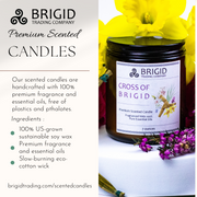 Brigid Trading Company Imbolc Soy Wax Candle - Heather, Rose, Narcissus & Vetiver Premium Scented Candle White Smoke 7oz amber jar,3oz pewter tin
