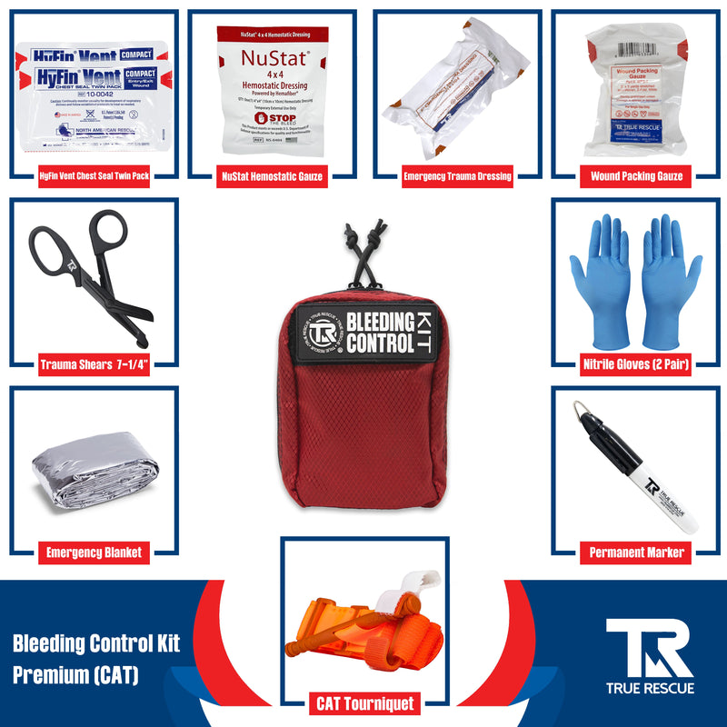 True Rescue Bleeding Control Kit by True Rescue Bleeding Control Kit Light Gray Premium Kit (With NuStat Hemostatic Dressing) / C-A-T  Gen 7 Tourniquet / Orange