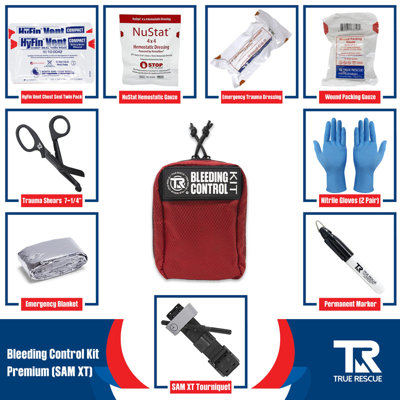 True Rescue Bleeding Control Kit by True Rescue Bleeding Control Kit Light Gray Premium Kit (With NuStat Hemostatic Dressing) / SAM XT Tourniquet / Black