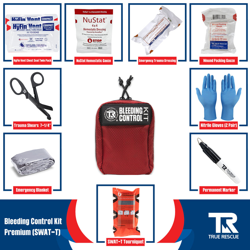 True Rescue Bleeding Control Kit by True Rescue Bleeding Control Kit Midnight Blue Premium Kit (With NuStat Hemostatic Dressing) / SWAT-T Tourniquet / Black