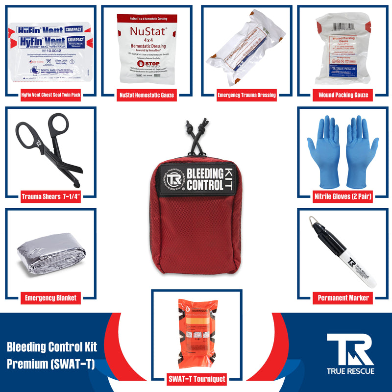 True Rescue Bleeding Control Kit by True Rescue Bleeding Control Kit Midnight Blue Premium Kit (With NuStat Hemostatic Dressing) / SWAT-T Tourniquet / Orange