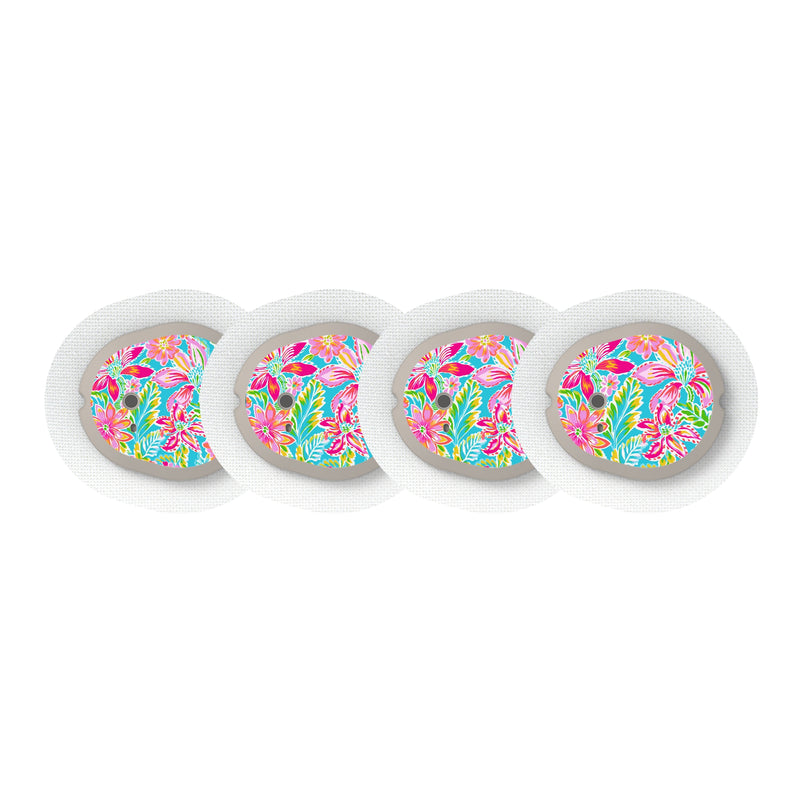Peelz Preppy Flowers Designed for the DEXCOM G7 and Stelo Transmitter Peelz/Stickers White Smoke 4-pack (Set of 4 Stickers)