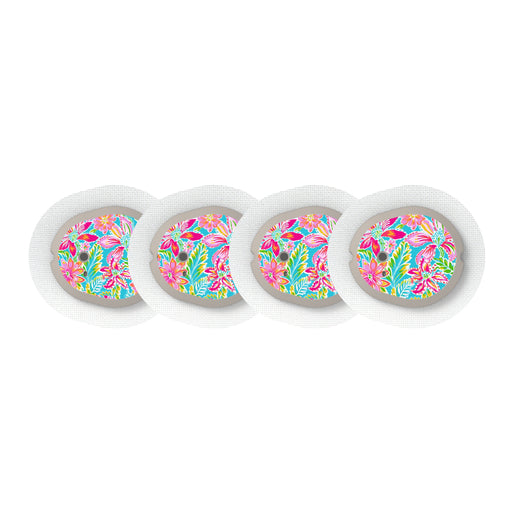 Peelz Preppy Flowers Designed for the DEXCOM G7 and Stelo Transmitter Peelz/Stickers White Smoke 4-pack (Set of 4 Stickers)