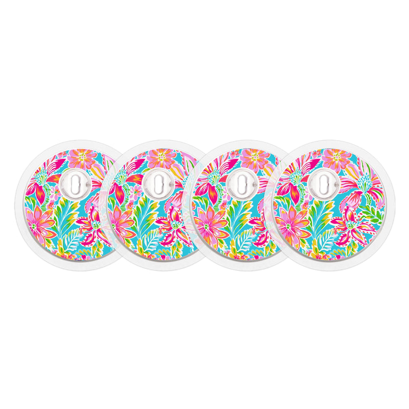 Peelz Preppy Flowers Designed for the FreeStyle Libre 3 Plus & Lingo  Sensor Peelz/Stickers White Smoke 4-pack (Set of 4 Stickers)