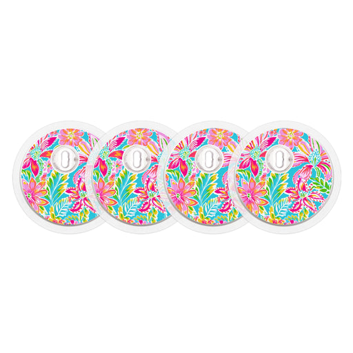 Peelz Preppy Flowers Designed for the FreeStyle Libre 3 Plus & Lingo  Sensor Peelz/Stickers White Smoke 4-pack (Set of 4 Stickers)