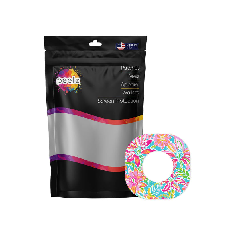 Peelz Preppy Flowers Dexcom G7 and Stelo Patch Tape - Pump Peelz Patch Medical Tape White Smoke 12-Pack (Set of 12 Patches),4-Pack (Set of 4 Patches),1-Single (One Patch)