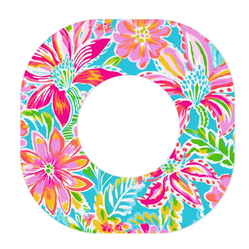 Peelz Preppy Flowers Dexcom G7 and Stelo Patch Tape - Pump Peelz Patch Medical Tape White Smoke 12-Pack (Set of 12 Patches),4-Pack (Set of 4 Patches),1-Single (One Patch)