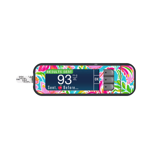 Peelz Preppy Flowers for Bayer Contour Next Glucometer Peelz/Stickers White Smoke