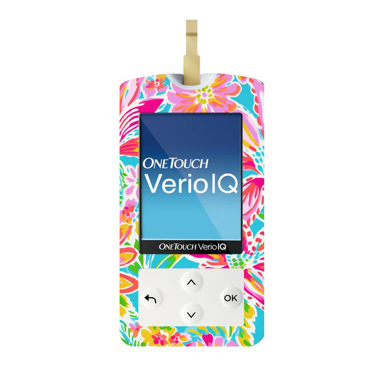 Peelz Preppy Flowers for OneTouch Verio IQ Glucometer Peelz/Stickers White Smoke