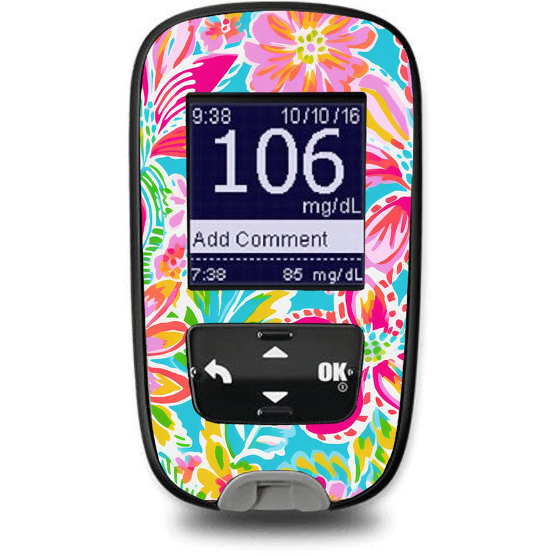 Peelz Preppy Flowers for the Accu-Chek Guide Glucometer Peelz/Stickers White Smoke