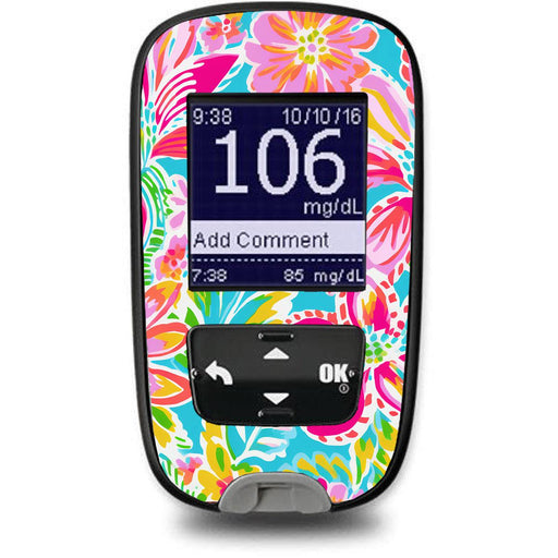 Peelz Preppy Flowers for the Accu-Chek Guide Glucometer Peelz/Stickers White Smoke