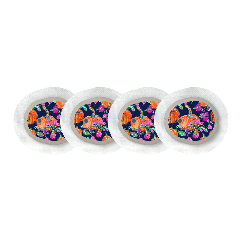 Peelz Preppy Pumpkin Designed for the DEXCOM G7 Transmitter Peelz/Stickers White Smoke 4-pack (Set of 4 Stickers)