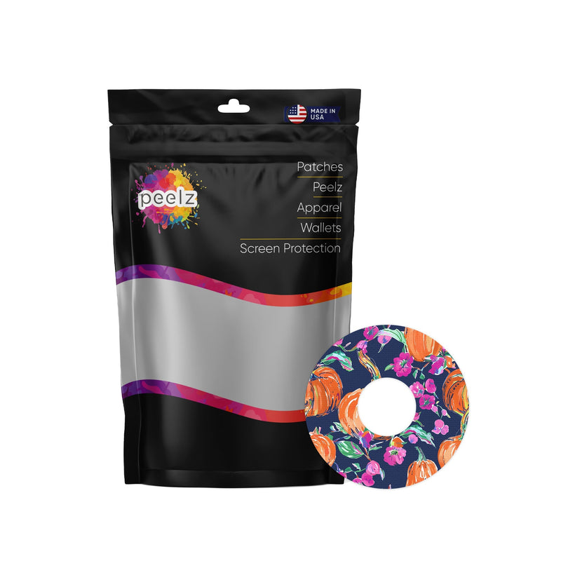 Peelz Preppy Pumpkin FreeStyle Libre 3 Plus & Lingo  Patch Tape - Pump Peelz Patch Medical Tape White Smoke 12-Pack (Set of 12 Patches),4-Pack (Set of 4 Patches)