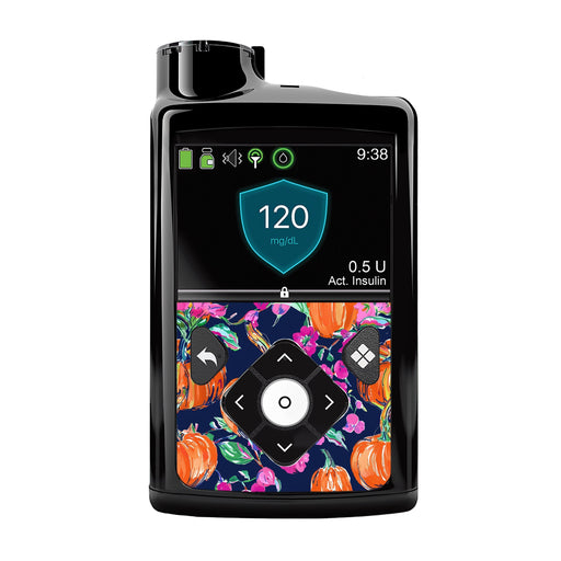 Peelz Preppy Pumpkin for Medtronic MiniMed 770G & 780G Peelz/Stickers Black Whole System Peelz (front back + clip),Front Peelz,Back and Clip Peelz