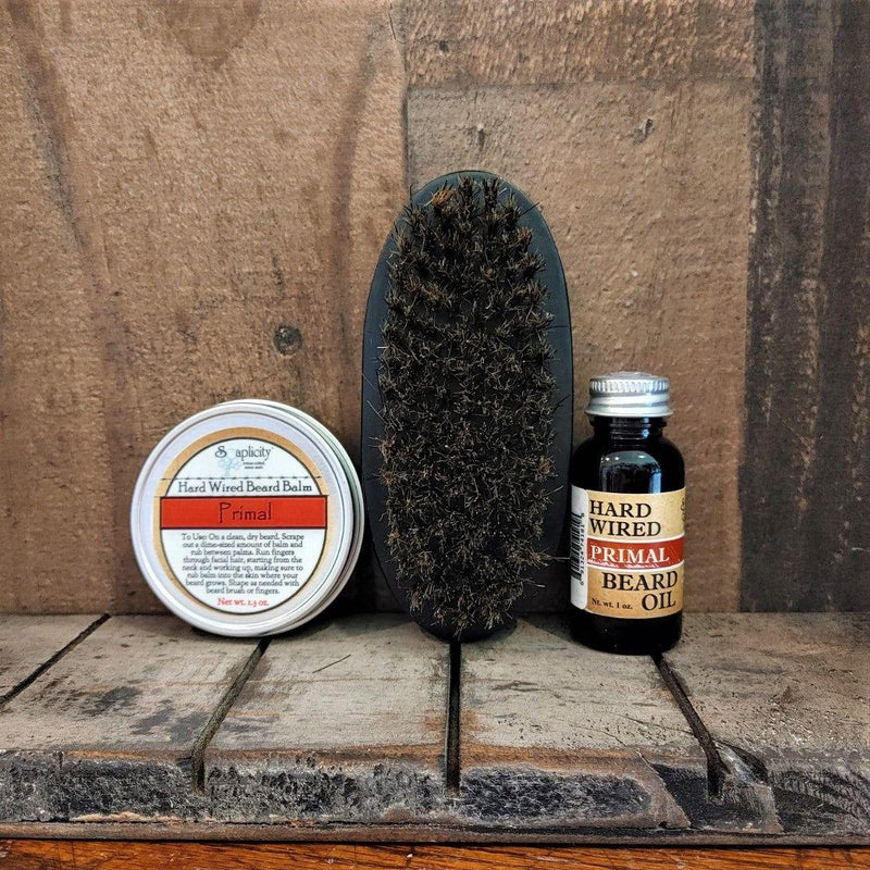 Soaplicity Beard-Pro Gift Set with Hard Wired Beard Oil, Balm, & Brush Bundles Dim Gray Alchemy,Primal,Rogue,Rugged,Redwood,Voodoo