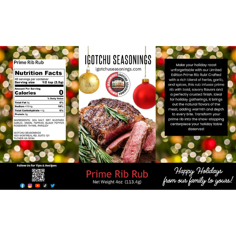 Igotchu Seasonings Prime Rib Rub 5.5 oz  Holiday Limited Edition Black