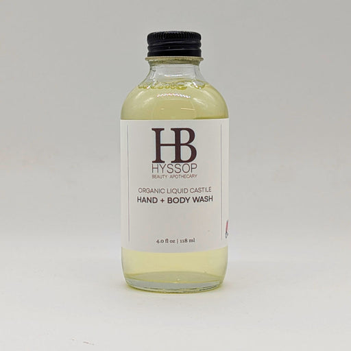 Hyssop Beauty Apothecary L.L.C. Customizable Organic Liquid Castile Hand + Body Wash / Soap Body Wash Gray 4oz Glass Bottle with Metal Cap