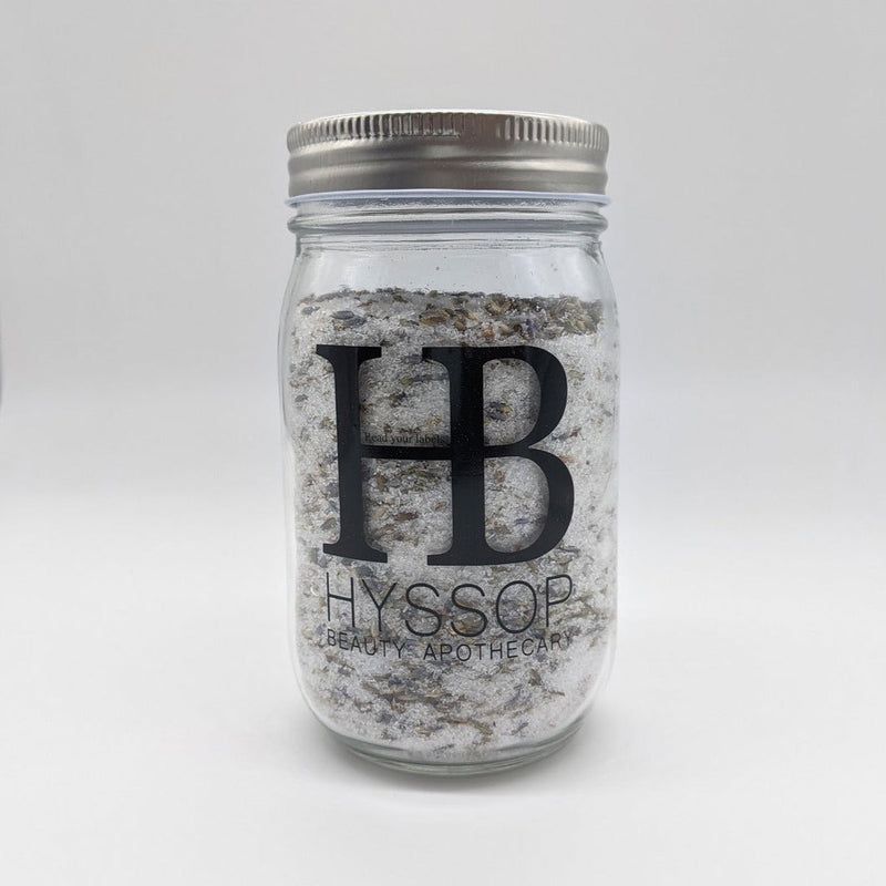 Hyssop Beauty Apothecary L.L.C. Peace Out Bath Soak/Body Scrub Bath Soak Light Gray 3/4 lb. bath soak in glass mason jar,3/4 lb. body scrub in glass mason jar