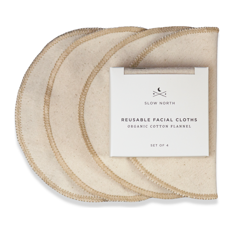 Slow North Set of 4 Reusable Facial Cloths Skin Care Light Gray