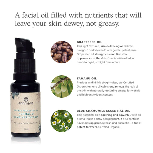 Annmarie Skin Care Herbal Facial Oil for Normal & Combination Skin (15ml)- Collective HIDDEN White Smoke
