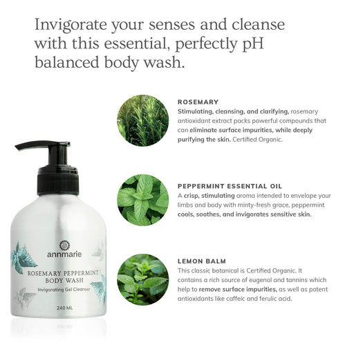 Annmarie Skin Care Rosemary Peppermint Hand & Body Wash (240ml)- Collective HIDDEN White Smoke
